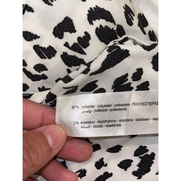 Zara Black & White Leopard Print Button-Up Long Sleeve Lightweight Women Blouse - Picture 9 of 10